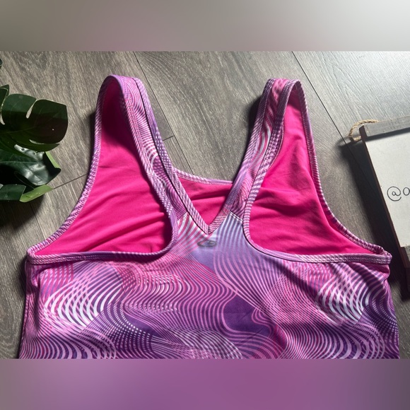 C9 by Champion Tri - Colored Built in Bra Swirl Patterned Tank Top Purple Pink - Picture 4 of 10